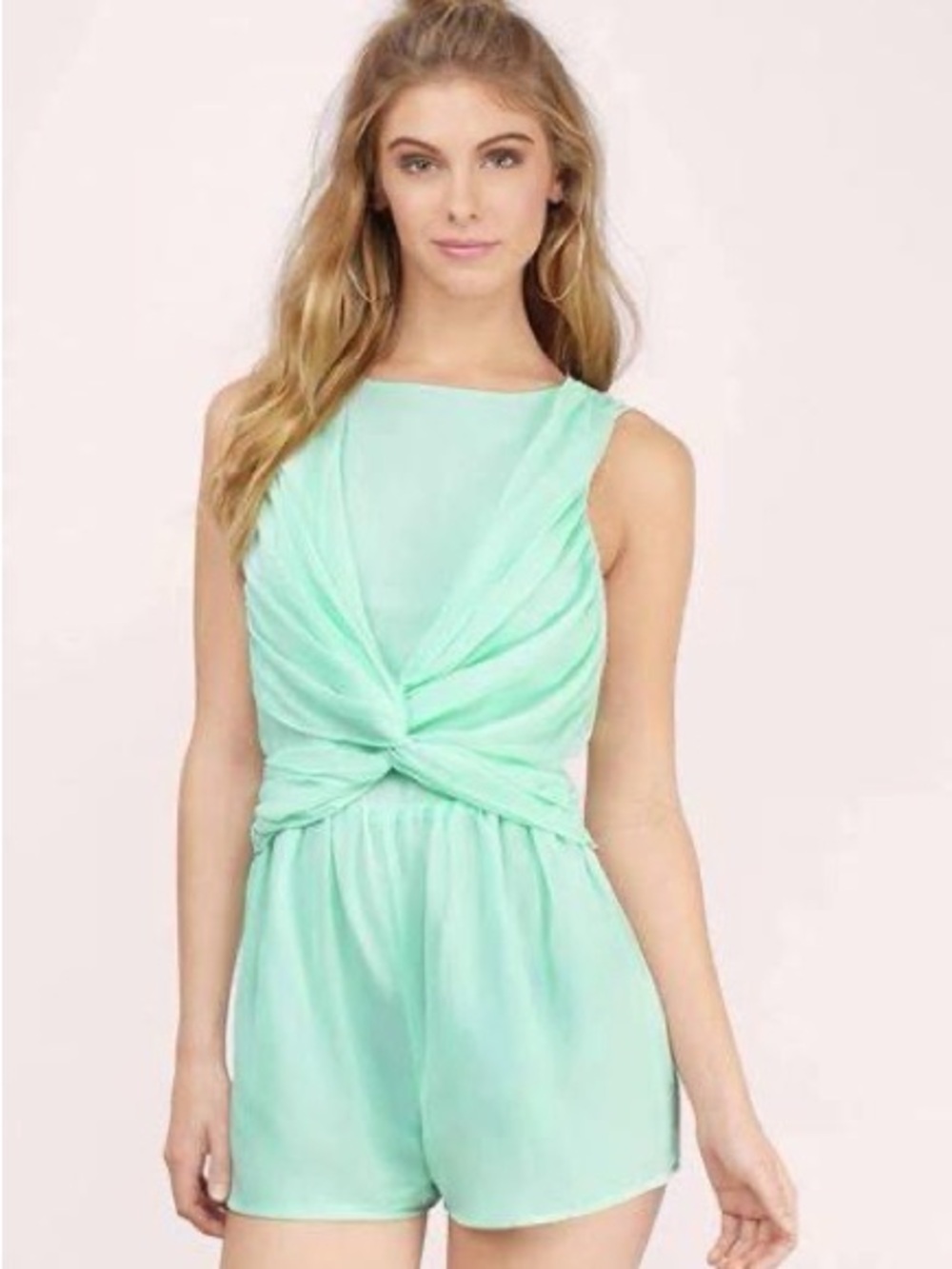Tobi Mint Green Twist-Front Romper